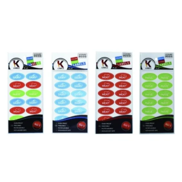 Kosher Labels – 6 Dairy, 6 Meat, 6 Parve, 6 Passover Stickers (Purchase)